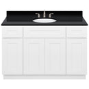 White Bathroom Vanity 48", Absolute Black Granite Top, Faucet LB4B AB498-48AW-4B