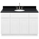 White Bathroom Vanity 48", Absolute Black Granite Top, Faucet LB7B AB498-48AW-7B