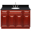 Cherry Bathroom Vanity 48", Absolute Black Granite Top, Faucet LB7B AB498-48CH-7B