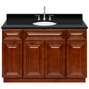 Brown Bathroom Vanity 48", Absolute Black Granite Top, Faucet LB7B AB498-48GN-7B