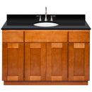 Brown Bathroom Vanity 48", Absolute Black Granite Top, Faucet LB7B AB498-48NP-7B