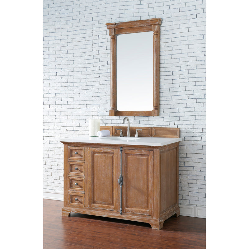 James Martin Providence 48" Single Vanity Cabinet Driftwood with 3 cm Classic White Quartz Top 238-105-5211-3CLW