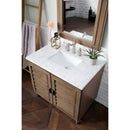 James Martin Portland 36" Single Vanity Whitewashed Walnut with 3 cm Carrara Marble Top 620-V36-WW-3CAR