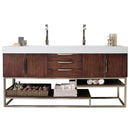 James Martin Columbia 72" Double Vanity Coffee Oak with Glossy White Composite Top 388-V72D-CFO-BN-GW