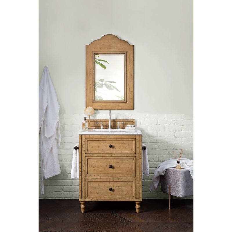 James Martin Copper Cove 26" Driftwood Patina Single Vanity with 3 cm Arctic Fall Solid Surface Top 300-V26-DRP-3AF