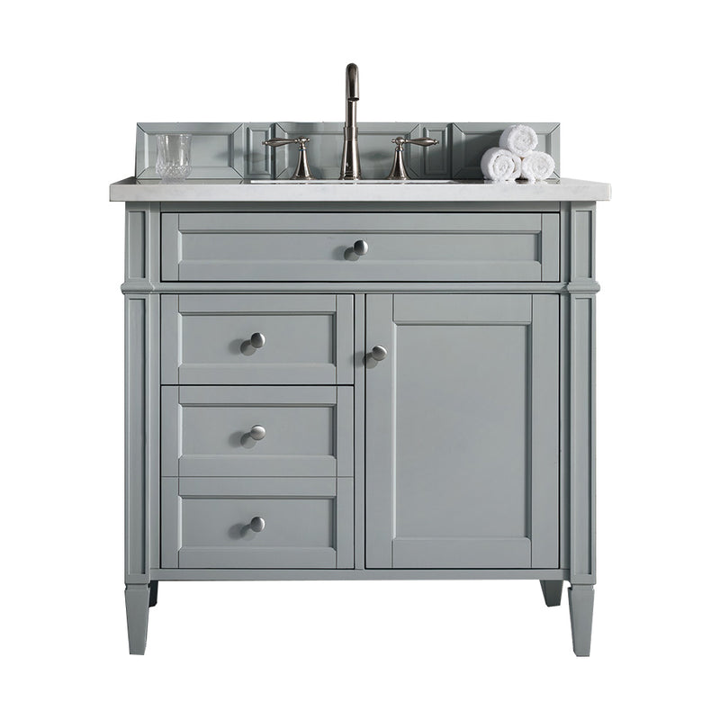 James Martin Brittany 36" Urban Gray Single Vanity with 3 cm Carrara Marble Top 650-V36-UGR-3CAR