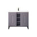 James Martin Alicante' 39.5" Single Vanity Cabinet Grey Smoke Matte Black with White Glossy Resin Countertop E110-V39.5-GSM-MBK-WG