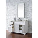 James Martin Savannah 48" Single Vanity Cabinet Bright White with 3 cm Eternal Jasmine Pearl Quartz Top 238-104-V48-BW-3EJP