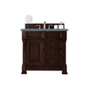 James Martin Brookfield 36" Burnished Mahogany Single Vanity with 3 cm Cala Blue Quartz Top 147-114-5566-3CBL