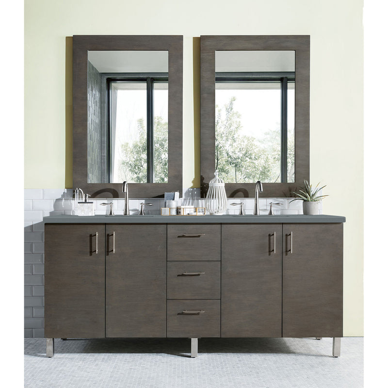 James Martin Metropolitan 72" Double Vanity Silver Oak with 3 cm Cala Blue Quartz Top 850-V72-SOK-3CBL