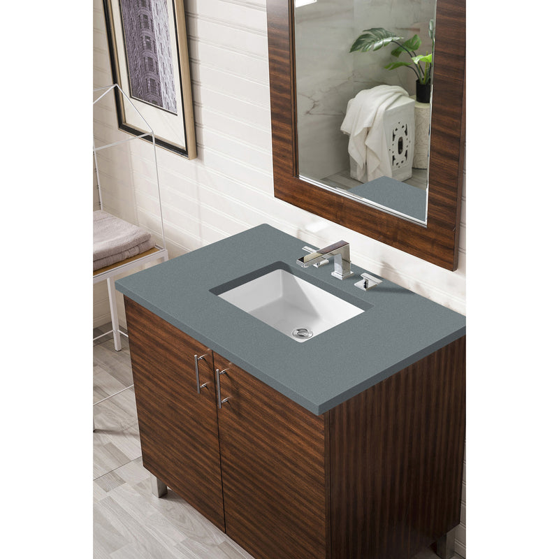 James Martin Metropolitan 36" Single Vanity American Walnut with 3 cm Cala Blue Quartz Top 850-V36-AWT-3CBL