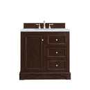 James Martin De Soto 36" Single Vanity Burnished Mahogany with 3 cm Carrara Marble Top 825-V36-BNM-3CAR