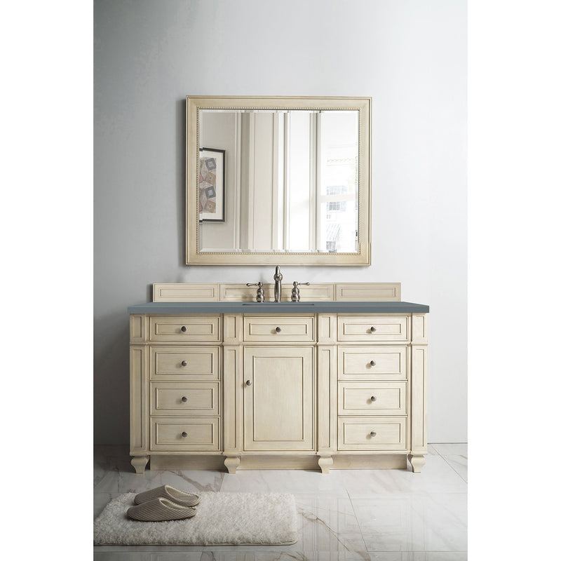 James Martin Bristol 60" Single Vanity Vintage Vanilla with 3 cm Cala Blue Quartz Top 157-V60S-VV-3CBL