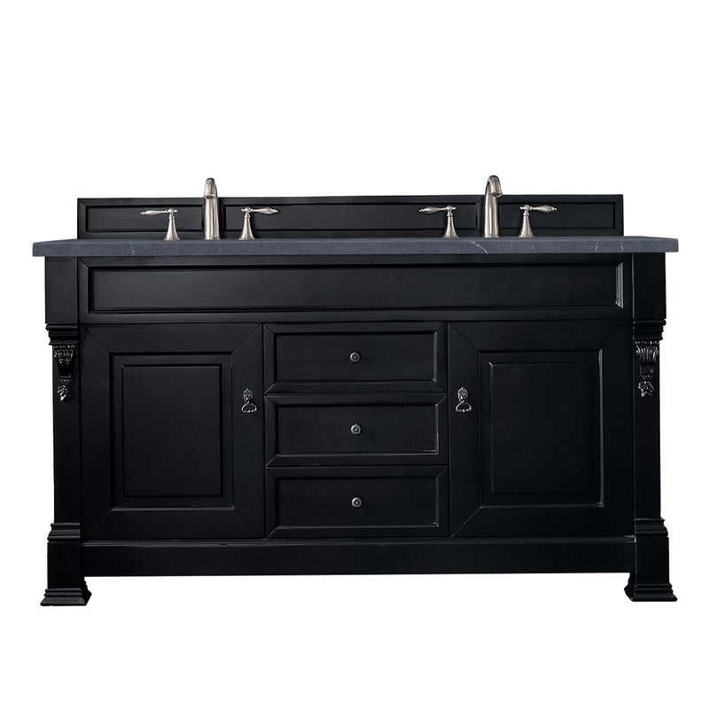 James Martin Brookfield 60" Antique Black Double Vanity with 3 cm Charcoal Soapstone Quartz Top 147-114-5631-3CSP