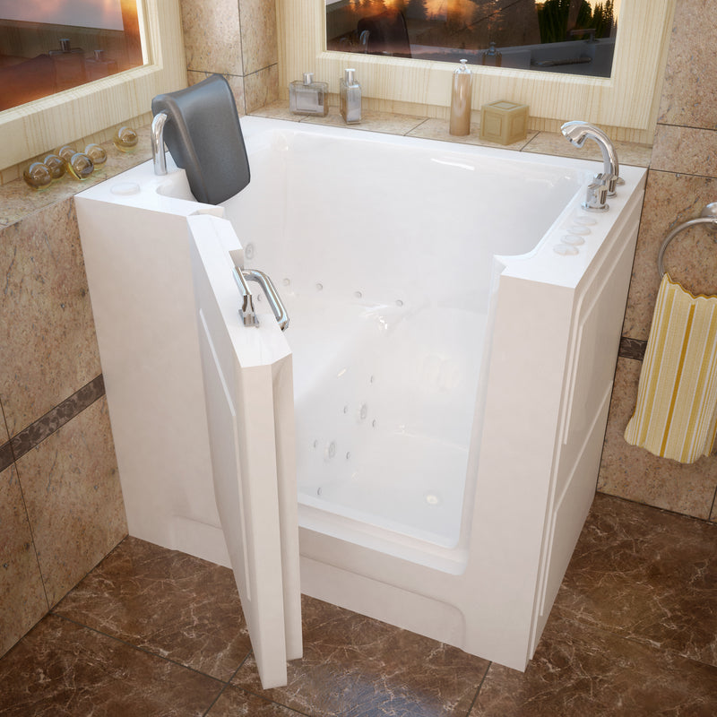 MediTub Walk-In 27" x 39" Right Drain White Whirlpool and Air Jetted Walk-In Bathtub
