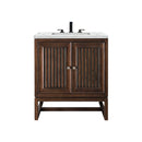 James Martin Athens 30" Single Vanity Cabinet Mid Century Acacia with 3 cm Ethereal Noctis Top E645-V30-MCA-3ENC