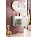 James Martin Columbia 16" Single Vanity Cabinet Glossy White with White Glossy Resin Countertop 388-V16-GW-WG