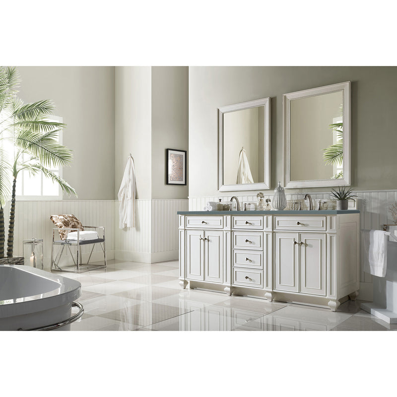 James Martin Bristol 72" Double Vanity Bright White with 3 cm Cala Blue Quartz Top 157-V72-BW-3CBL