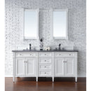 James Martin Brittany 72" Bright White Double Vanity with 3 cm Charcoal Soapstone Quartz Top 650-V72-BW-3CSP