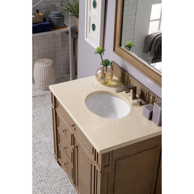 James Martin Bristol 36" Single Vanity Whitewashed Walnut with 3 cm Galala Beige Top 157-V36-WW-3OGLB