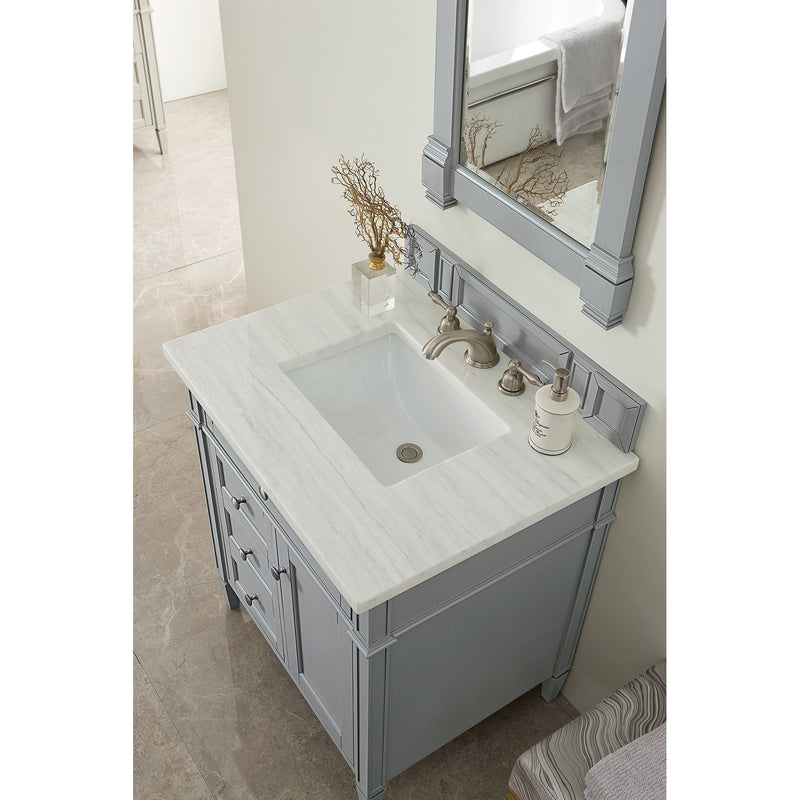 James Martin Brittany 30" Single Vanity Urban Gray with 3 cm Arctic Fall Solid Surface Top 650-V30-UGR-3AF