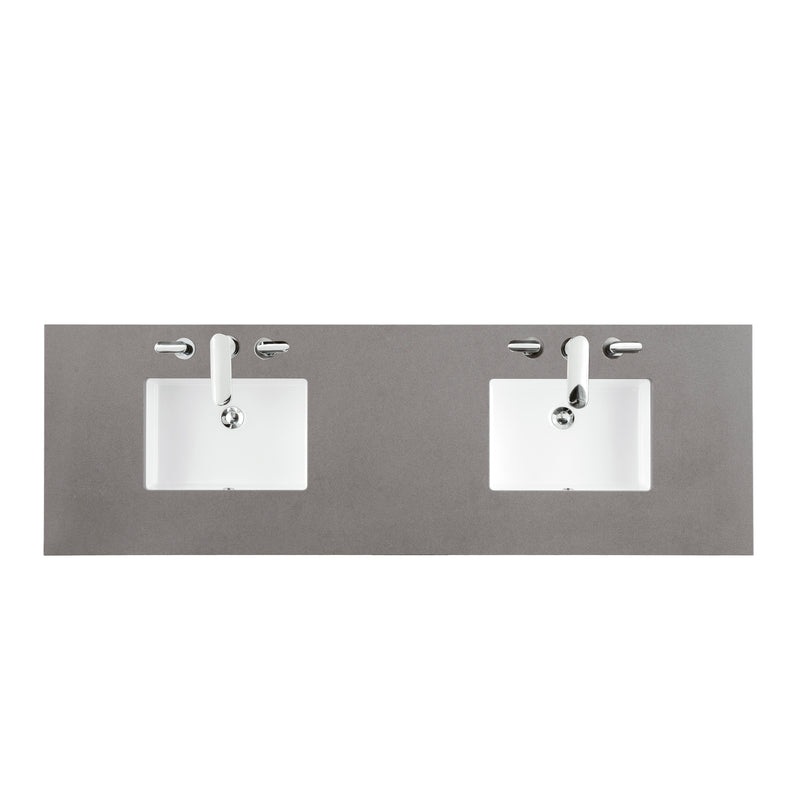 James Martin De Soto 72" Double Vanity Bright White with 3 cm Gray Expo Quartz Top 825-V72-BW-3GEX