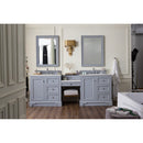 James Martin De Soto 94" Double Vanity Set Silver Gray with Makeup Table 3 cm Arctic Fall Solid Surface Top 825-V94-SL-DU-AF