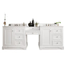 James Martin De Soto 94" Double Vanity Set Bright White with Makeup Table 3 cm Classic White Quartz Top 825-V94-BW-DU-CLW