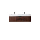 James Martin Mercer Island 59" Double Vanity Coffee Oak Matte Black with Glossy White Composite Top 389-V59D-CFO-MB-GW