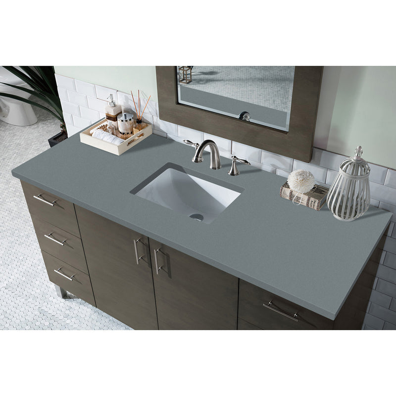 James Martin Metropolitan 60" Single Vanity Silver Oak with 3 cm Cala Blue Quartz Top 850-V60S-SOK-3CBL