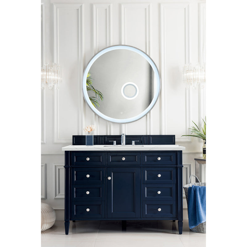 James Martin Brittany 48" Victory Blue Single Vanity with 3 cm Ethereal Noctis Quartz Top 650-V48-VBL-3ENC