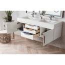 James Martin Mercer Island 59" Double Vanity Glossy White with Glossy White Composite Top 389-V59D-GW-A-GW