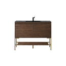 James Martin Milan 47.3" Single Vanity Cabinet Mid Century Walnut Radiant Gold with Charcoal Black Composite Top 801V47.3WLTRGDCHB