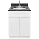 White Bathroom Vanity 24", Blue Butterfly Granite Top, Faucet LB6B BB254-24AW-6B