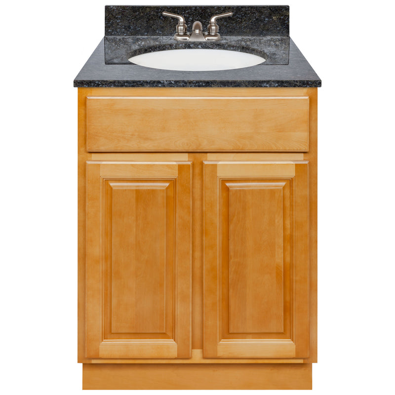 Brown Bathroom Vanity 24", Blue Butterfly Granite Top, Faucet LB3B BB254-24RC-3B