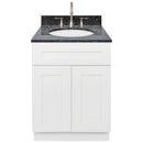 White Bathroom Vanity 24", Blue Butterfly Granite Top, Faucet LB7B BB258-24AW-7B