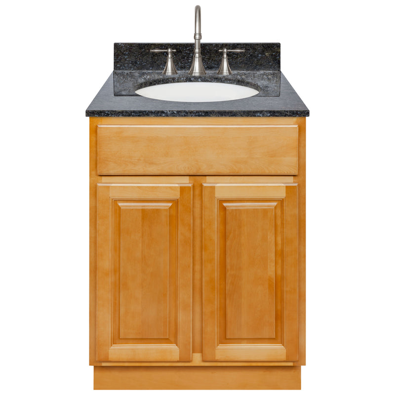 Brown Bathroom Vanity 24", Blue Butterfly Granite Top, Faucet LB7B BB258-24RC-7B