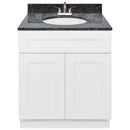 White Bathroom Vanity 30", Blue Butterfly Granite Top, Faucet LB5B BB314-30AW-5B