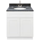 White Bathroom Vanity 30", Blue Butterfly Granite Top, Faucet LB6B BB314-30AW-6B