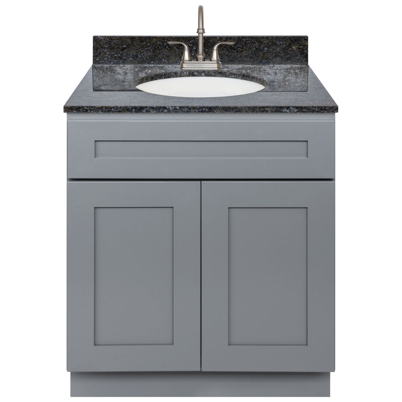 Cherry Bathroom Vanity 30", Blue Butterfly Granite Top, Faucet LB6B BB314-30CG-6B