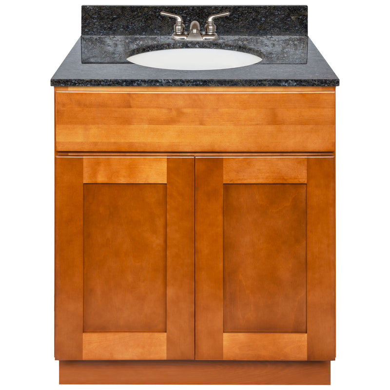 Brown Bathroom Vanity 30", Blue Butterfly Granite Top, Faucet LB3B BB314-30NP-3B