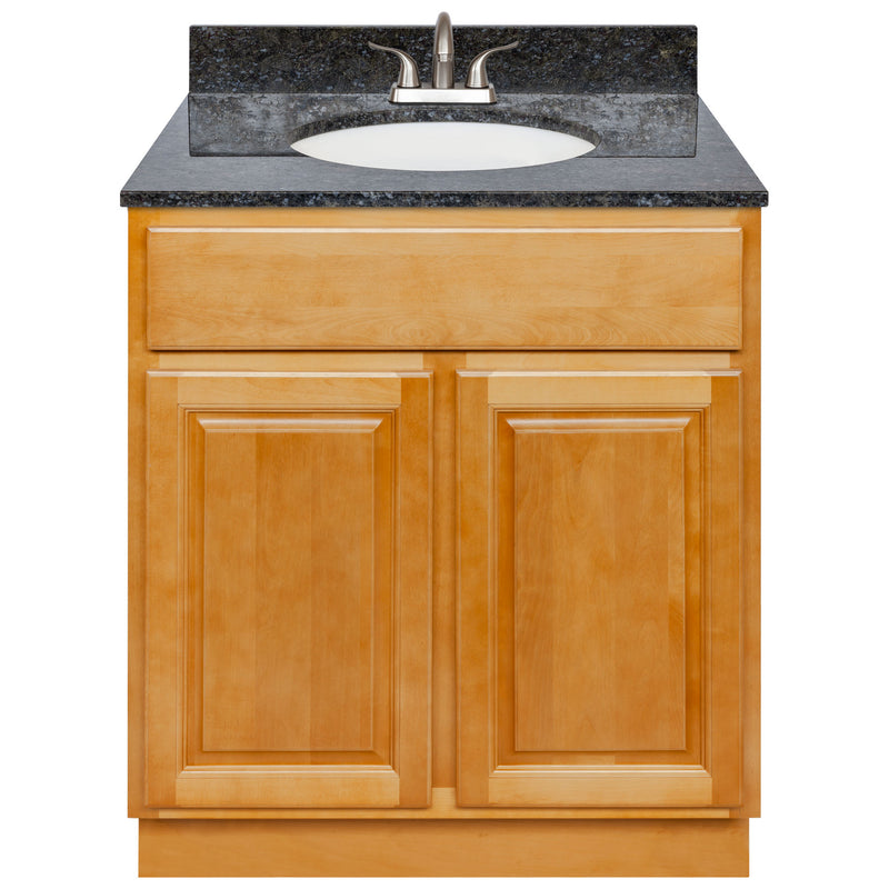 Brown Bathroom Vanity 30", Blue Butterfly Granite Top, Faucet LB5B BB314-30RC-5B