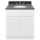 White Bathroom Vanity 30", Blue Butterfly Granite Top, Faucet LB4B BB318-30AW-4B