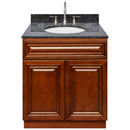 Brown Bathroom Vanity 30", Blue Butterfly Granite Top, Faucet LB7B BB318-30GN-7B