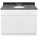 White Bathroom Vanity 42", Blue Butterfly Granite Top, Faucet LB3B BB434-42AW-3B