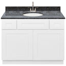 White Bathroom Vanity 42", Blue Butterfly Granite Top, Faucet LB6B BB434-42AW-6B