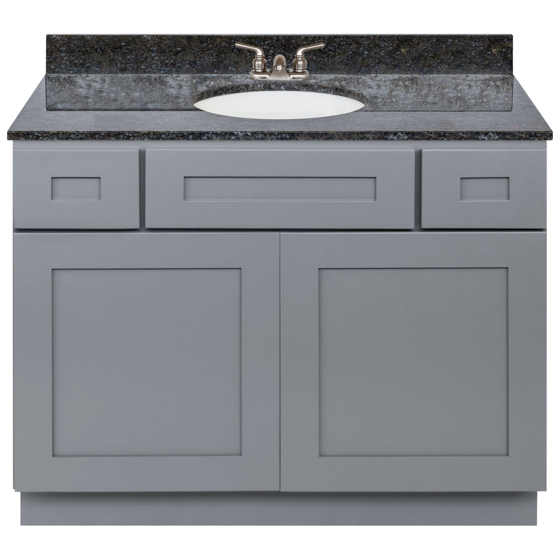 Cherry Bathroom Vanity 42", Blue Butterfly Granite Top, Faucet LB3B BB434-42CG-3B