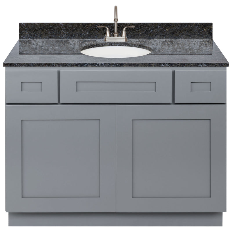 Cherry Bathroom Vanity 42", Blue Butterfly Granite Top, Faucet LB6B BB434-42CG-6B