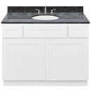 White Bathroom Vanity 42", Blue Butterfly Granite Top, Faucet LB4B BB438-42AW-4B