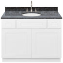 White Bathroom Vanity 42", Blue Butterfly Granite Top, Faucet LB7B BB438-42AW-7B